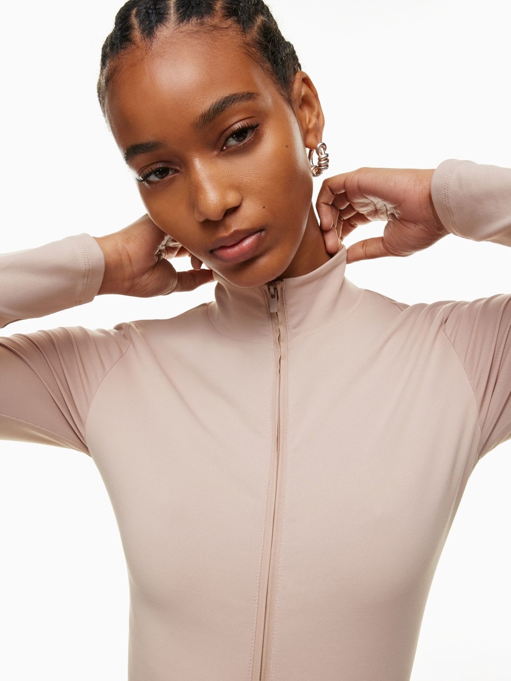 BNWT ARITZIA Babaton Contour Riser Zip-Up| Barely Blush - Size SMALL